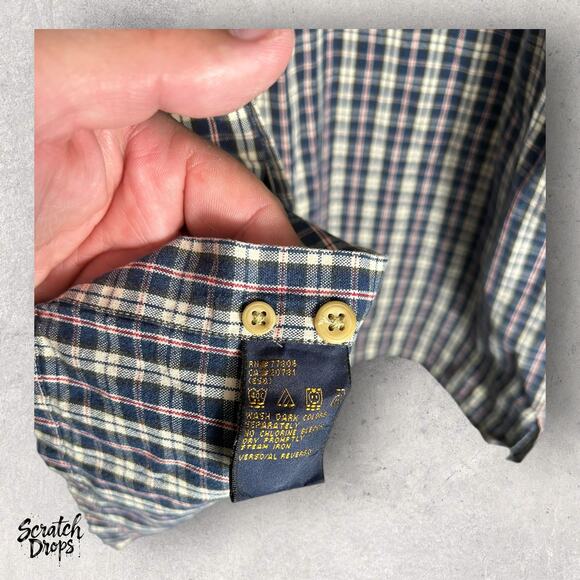 Vintage 90s Plaid Shirt XL Men's Long Sleeve Button Up Retro Grunge Casual Top - Picture 4 of 5